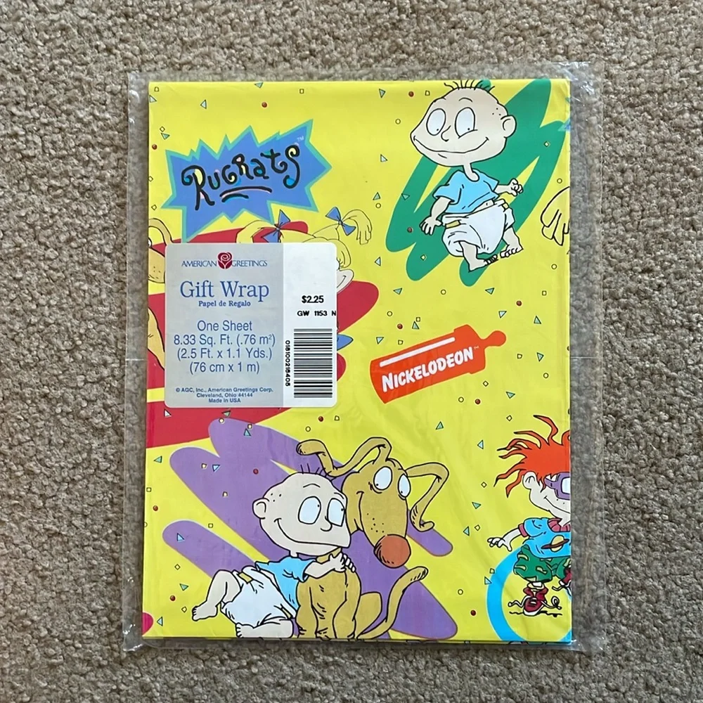 Vintage Early 90s American Greetings Nickelodeon Rugrats Gift Wrap - 2 Packages